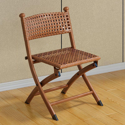 Simplicité contemporaine Chaise pliante carrée en rotin tissé en acier au carbone sans dossier ni accoudoirs pour salon 