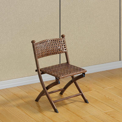 Simplicité contemporaine Chaise pliante carrée en rotin tissé en acier au carbone sans dossier ni accoudoirs pour salon 