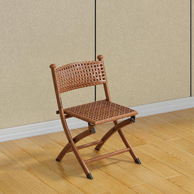 Simplicité contemporaine Chaise pliante carrée en rotin tissé en acier au carbone sans dossier ni accoudoirs pour salon 