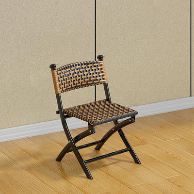 Simplicité contemporaine Chaise pliante carrée en rotin tissé en acier au carbone sans dossier ni accoudoirs pour salon 