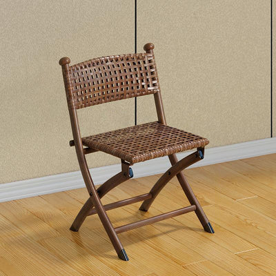 Simplicité contemporaine Chaise pliante carrée en rotin tissé en acier au carbone sans dossier ni accoudoirs pour salon 