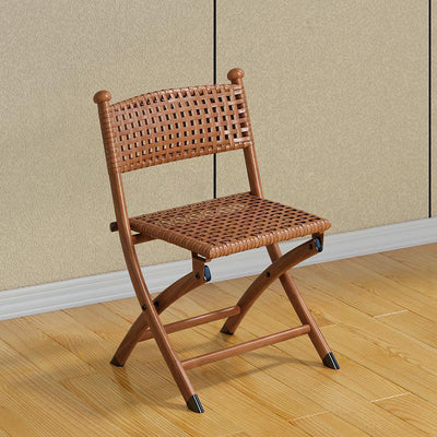 Simplicité contemporaine Chaise pliante carrée en rotin tissé en acier au carbone sans dossier ni accoudoirs pour salon 