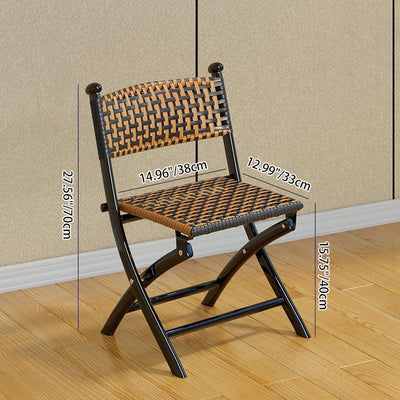 Simplicité contemporaine Chaise pliante carrée en rotin tissé en acier au carbone sans dossier ni accoudoirs pour salon 