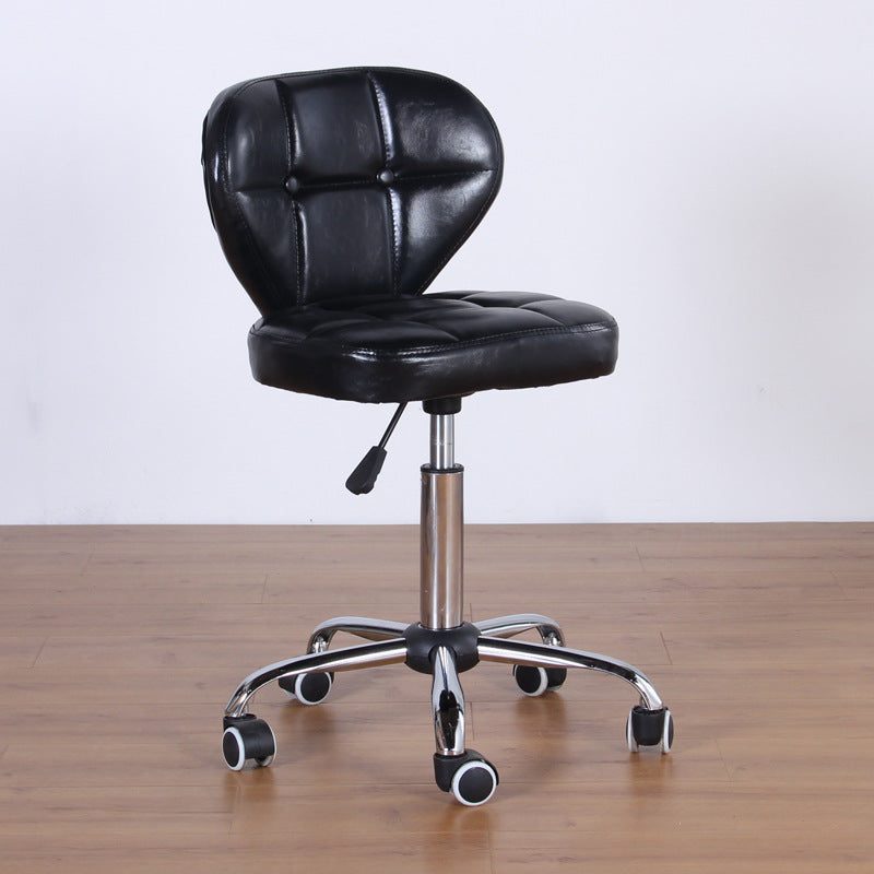 Chaise de bureau pivotante contemporaine nordique en cuir carré avec dossier en bois et acier sans accoudoirs pour étude 