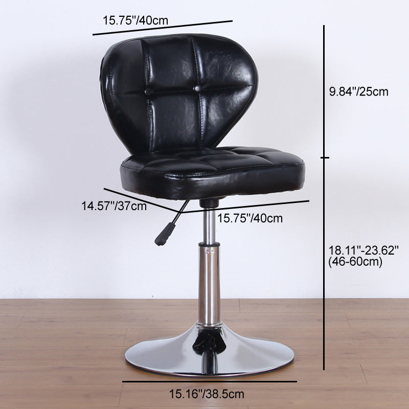 Contemporary Nordic Square PU Leather Plywood Steel Swivel Desk Chair Backrest Armless For Study