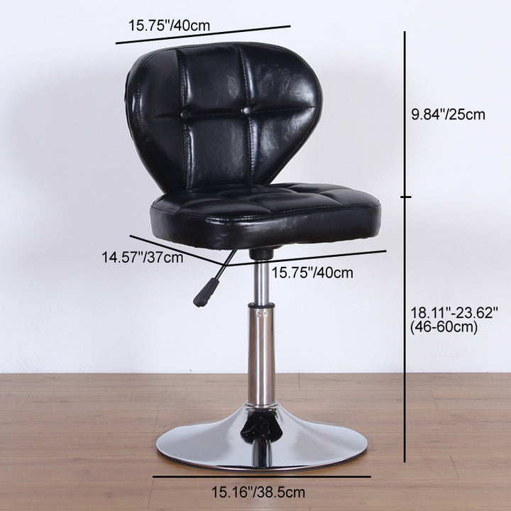 Contemporary Nordic Square PU Leather Plywood Steel Swivel Desk Chair Backrest Armless For Study