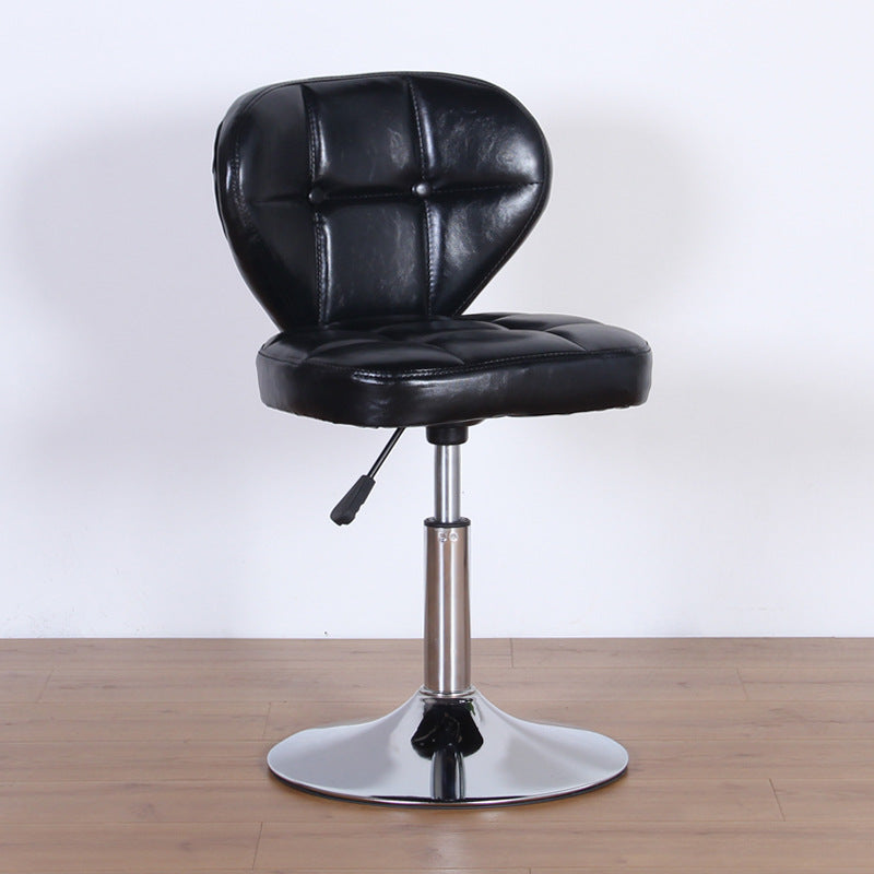 Chaise de bureau pivotante contemporaine nordique en cuir carré avec dossier en bois et acier sans accoudoirs pour étude 
