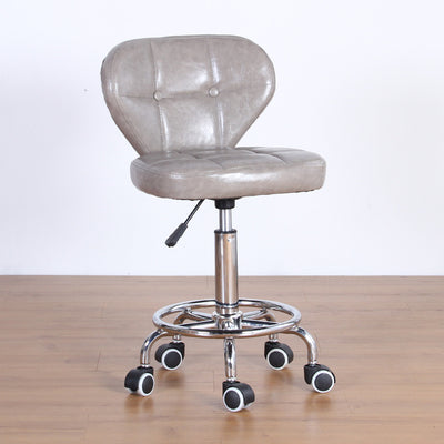 Chaise de bureau pivotante contemporaine nordique en cuir carré avec dossier en bois et acier sans accoudoirs pour étude 