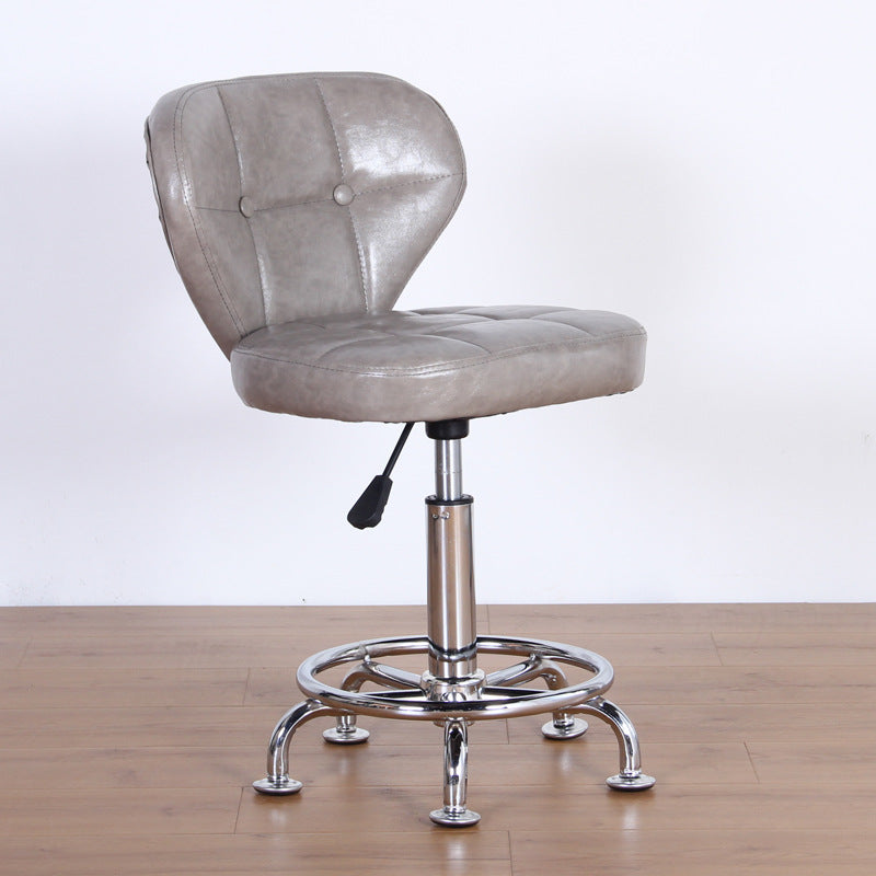Chaise de bureau pivotante contemporaine nordique en cuir carré avec dossier en bois et acier sans accoudoirs pour étude 