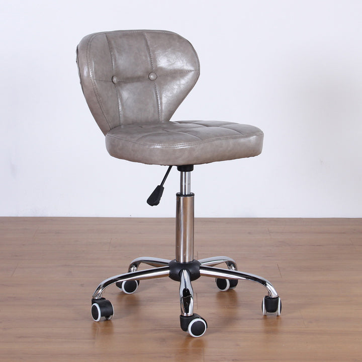 Contemporary Nordic Square PU Leather Plywood Steel Swivel Desk Chair Backrest Armless For Study