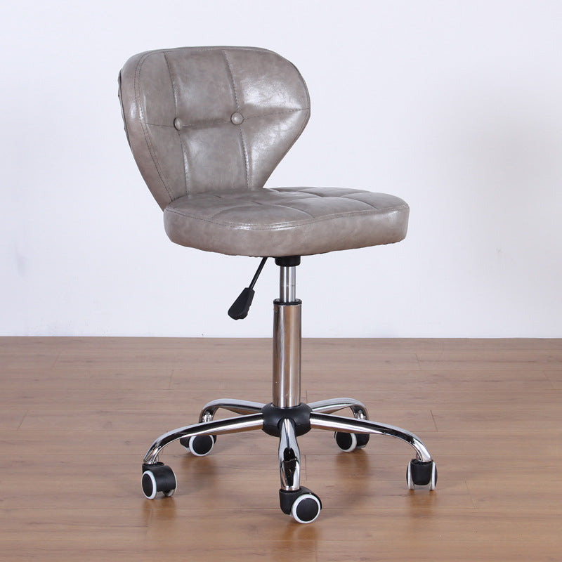 Chaise de bureau pivotante contemporaine nordique en cuir carré avec dossier en bois et acier sans accoudoirs pour étude 
