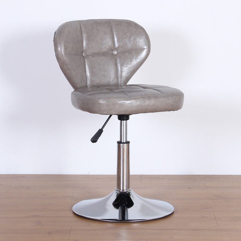 Chaise de bureau pivotante contemporaine nordique en cuir carré avec dossier en bois et acier sans accoudoirs pour étude 