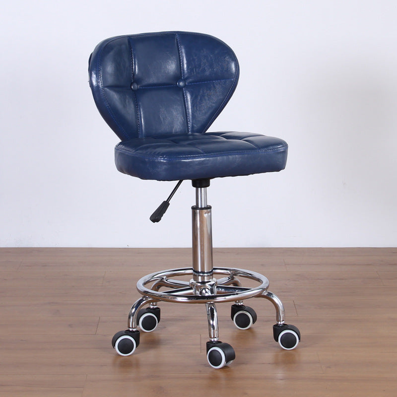 Chaise de bureau pivotante contemporaine nordique en cuir carré avec dossier en bois et acier sans accoudoirs pour étude 