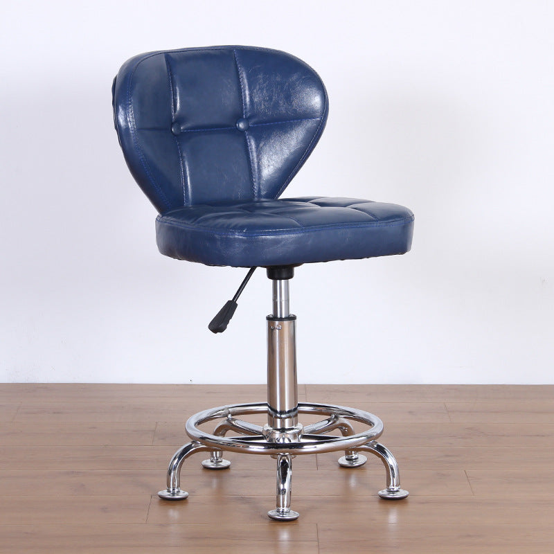 Chaise de bureau pivotante contemporaine nordique en cuir carré avec dossier en bois et acier sans accoudoirs pour étude 