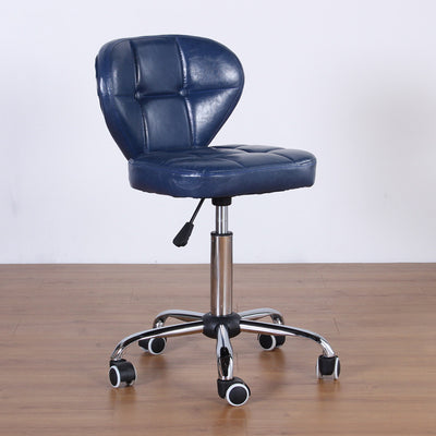 Chaise de bureau pivotante contemporaine nordique en cuir carré avec dossier en bois et acier sans accoudoirs pour étude 