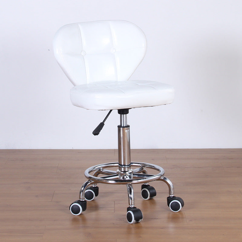 Chaise de bureau pivotante contemporaine nordique en cuir carré avec dossier en bois et acier sans accoudoirs pour étude 