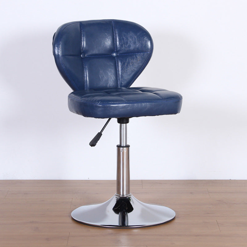 Chaise de bureau pivotante contemporaine nordique en cuir carré avec dossier en bois et acier sans accoudoirs pour étude 