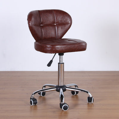 Chaise de bureau pivotante contemporaine nordique en cuir carré avec dossier en bois et acier sans accoudoirs pour étude 
