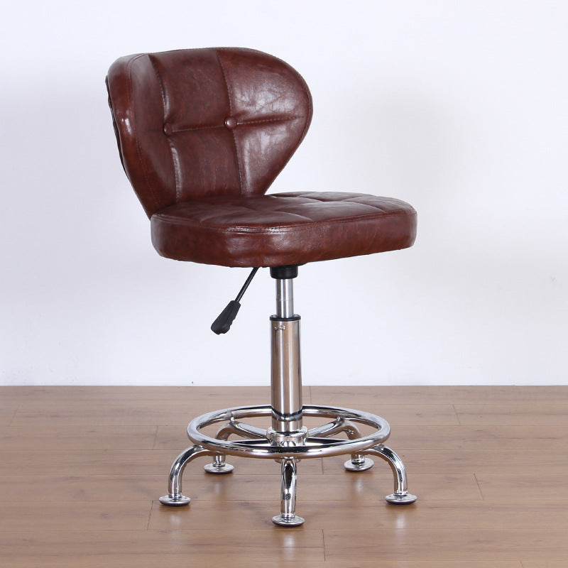 Chaise de bureau pivotante contemporaine nordique en cuir carré avec dossier en bois et acier sans accoudoirs pour étude 