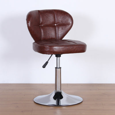 Chaise de bureau pivotante contemporaine nordique en cuir carré avec dossier en bois et acier sans accoudoirs pour étude 