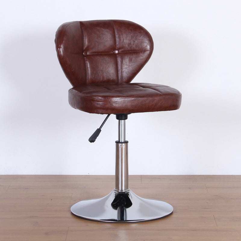 Chaise de bureau pivotante contemporaine nordique en cuir carré avec dossier en bois et acier sans accoudoirs pour étude 