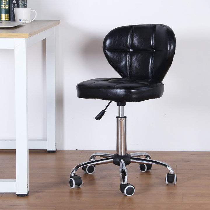 Chaise de bureau pivotante contemporaine de style nordique, carrée, en cuir PU, structure en bois et acier, sans accoudoirs, avec dossier, pour l’étude 