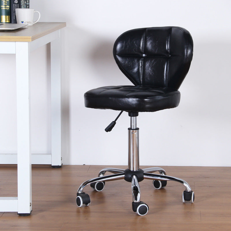 Chaise de bureau pivotante contemporaine nordique en cuir carré avec dossier en bois et acier sans accoudoirs pour étude 