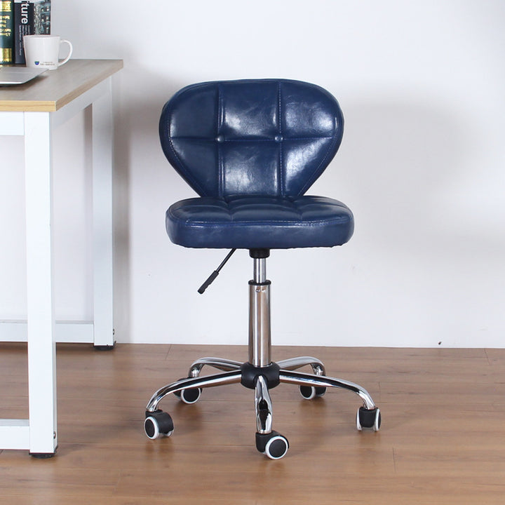 Chaise de bureau pivotante contemporaine de style nordique, carrée, en cuir PU, structure en bois et acier, sans accoudoirs, avec dossier, pour l’étude 