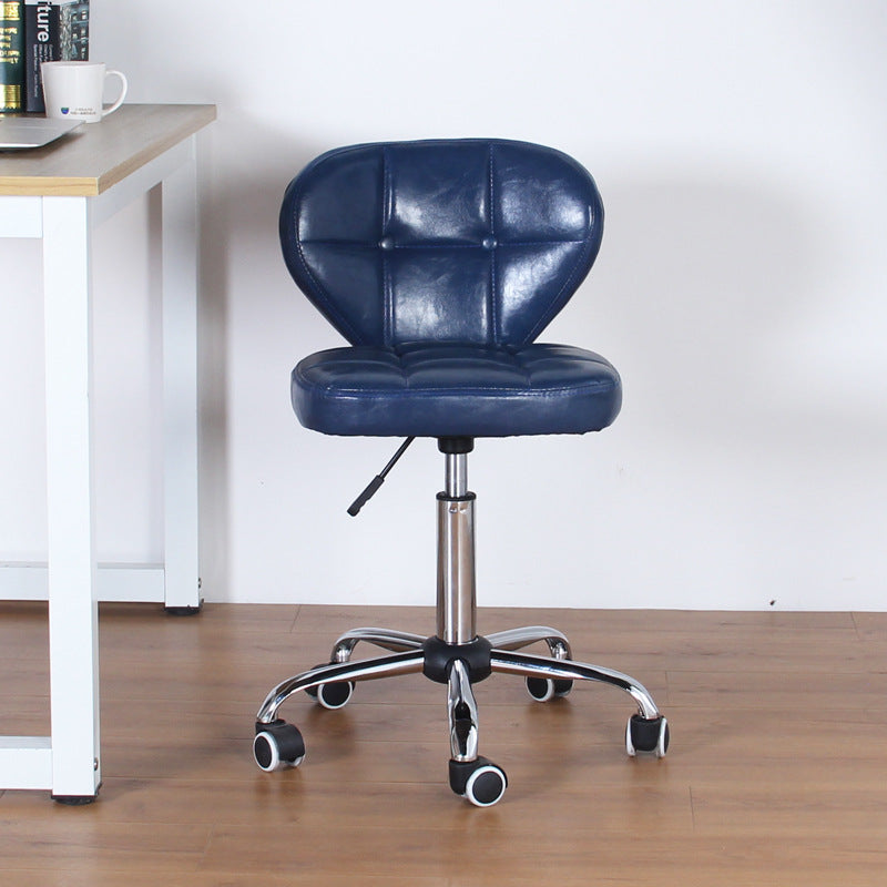 Chaise de bureau pivotante contemporaine nordique en cuir carré avec dossier en bois et acier sans accoudoirs pour étude 