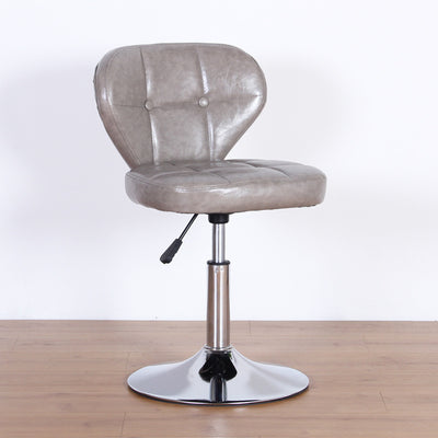Chaise de bureau pivotante contemporaine nordique en cuir carré avec dossier en bois et acier sans accoudoirs pour étude 