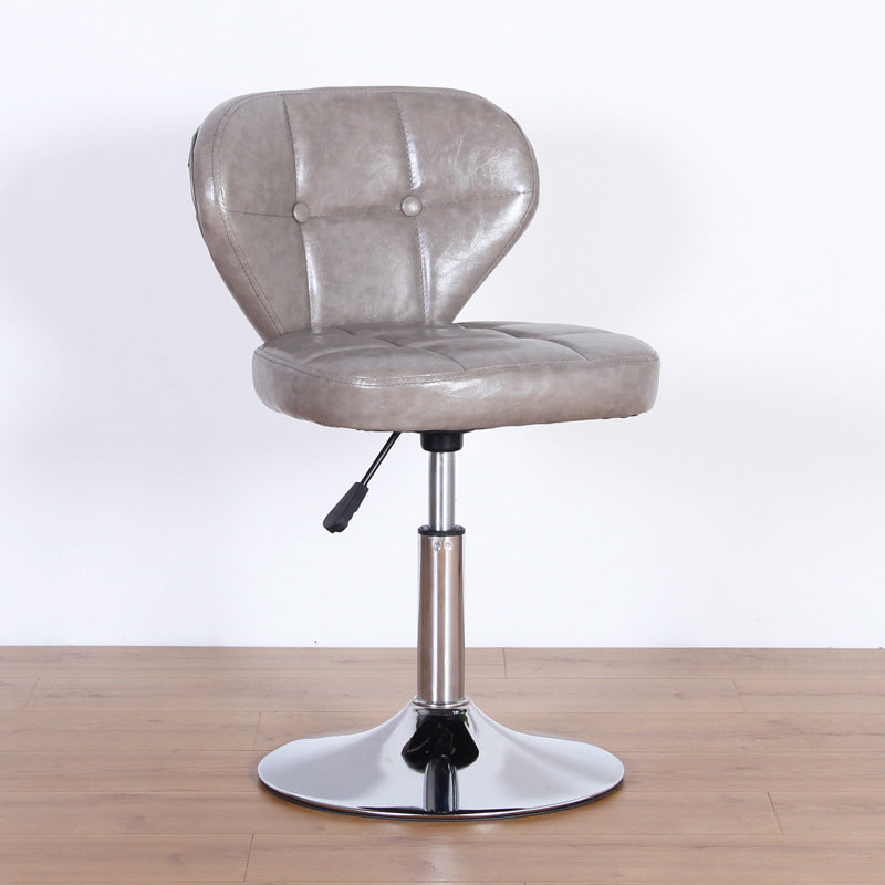 Chaise de bureau pivotante contemporaine nordique en cuir carré avec dossier en bois et acier sans accoudoirs pour étude 