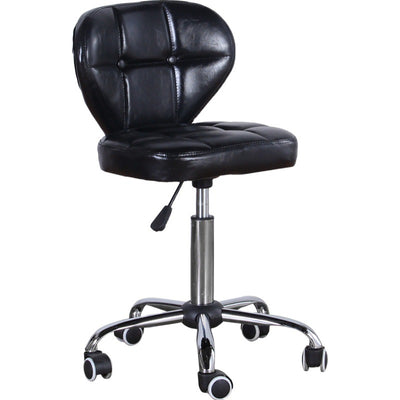 Chaise de bureau pivotante contemporaine nordique en cuir carré avec dossier en bois et acier sans accoudoirs pour étude 