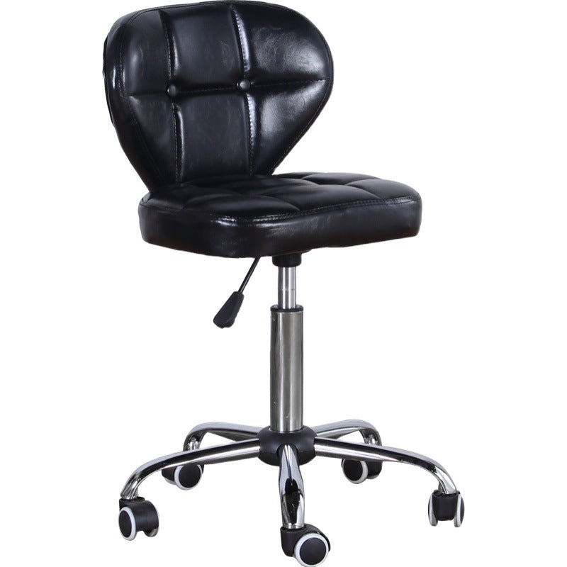 Chaise de bureau pivotante contemporaine nordique en cuir carré avec dossier en bois et acier sans accoudoirs pour étude 