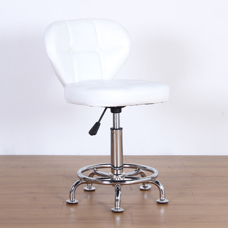 Chaise de bureau pivotante contemporaine nordique en cuir carré avec dossier en bois et acier sans accoudoirs pour étude 