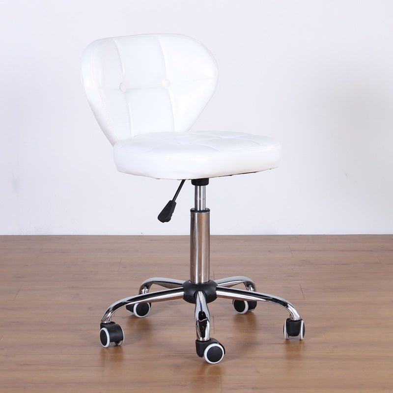 Chaise de bureau pivotante contemporaine nordique en cuir carré avec dossier en bois et acier sans accoudoirs pour étude 