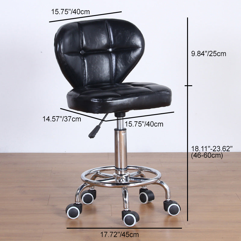 Contemporary Nordic Square PU Leather Plywood Steel Swivel Desk Chair Backrest Armless For Study