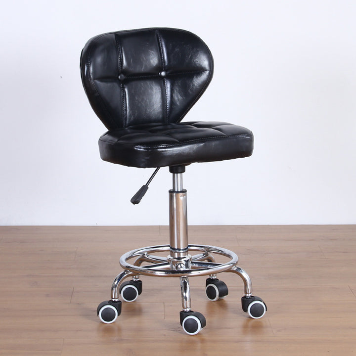 Contemporary Nordic Square PU Leather Plywood Steel Swivel Desk Chair Backrest Armless For Study