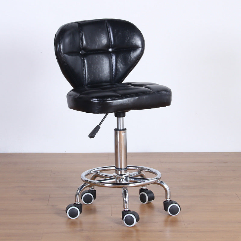 Chaise de bureau pivotante contemporaine nordique en cuir carré avec dossier en bois et acier sans accoudoirs pour étude 