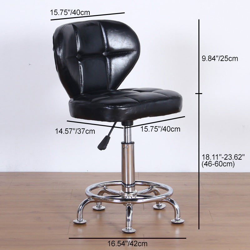 Chaise de bureau pivotante contemporaine nordique en cuir carré avec dossier en bois et acier sans accoudoirs pour étude 
