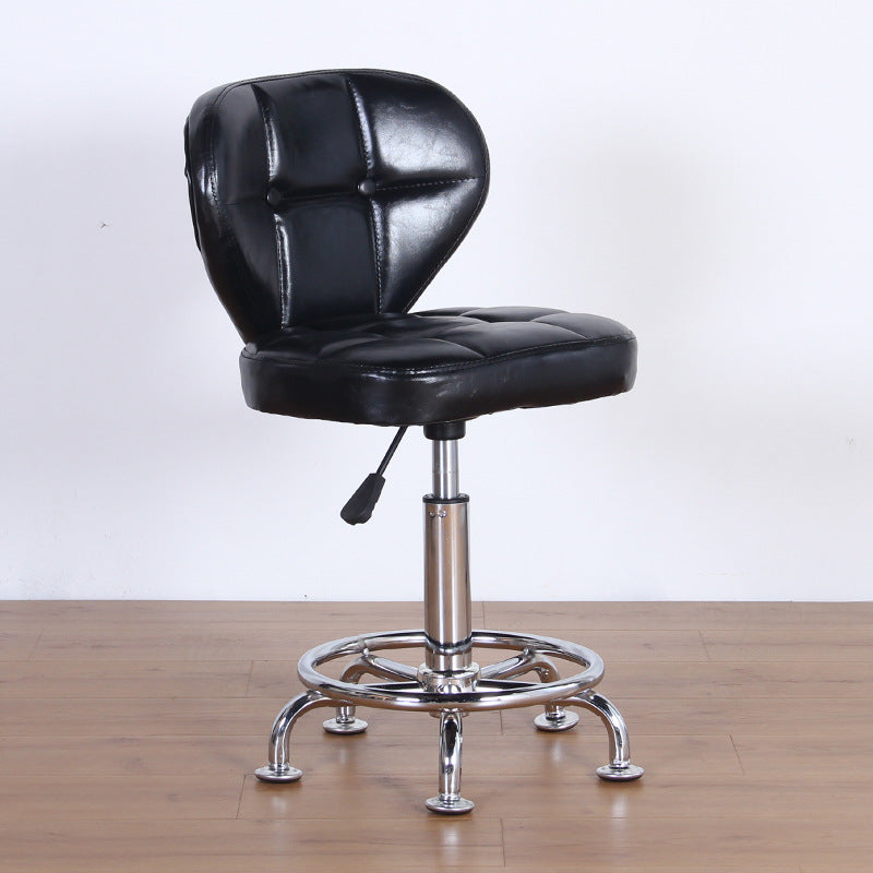 Chaise de bureau pivotante contemporaine nordique en cuir carré avec dossier en bois et acier sans accoudoirs pour étude 