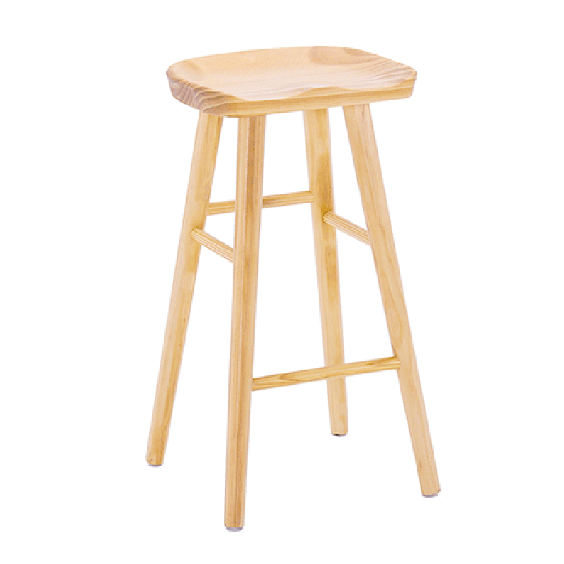 Contemporary Nordic Concave Square Full Pine Bar Stool Backless Armless For Dining Room