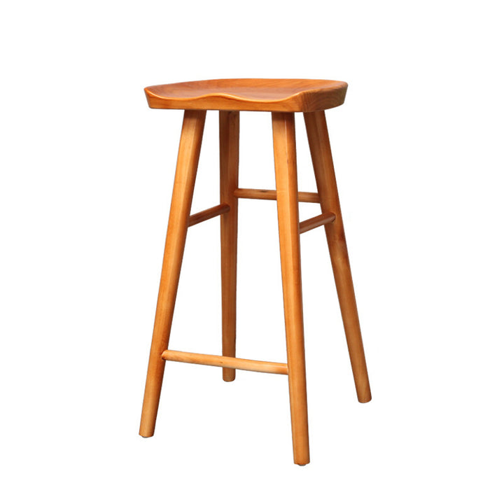 Contemporary Nordic Concave Square Full Pine Bar Stool Backless Armless For Dining Room