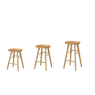 Tabouret de bar contemporain nordique carré concave en bois massif plein sans dossier ni accoudoirs pour salle à manger 