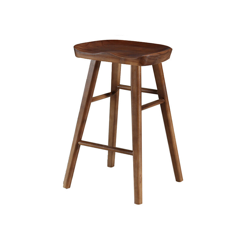 Tabouret de bar contemporain nordique carré concave en bois massif plein sans dossier ni accoudoirs pour salle à manger 
