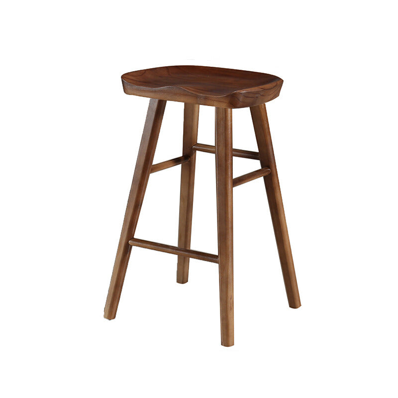 Contemporary Nordic Concave Square Full Pine Bar Stool Backless Armless For Dining Room