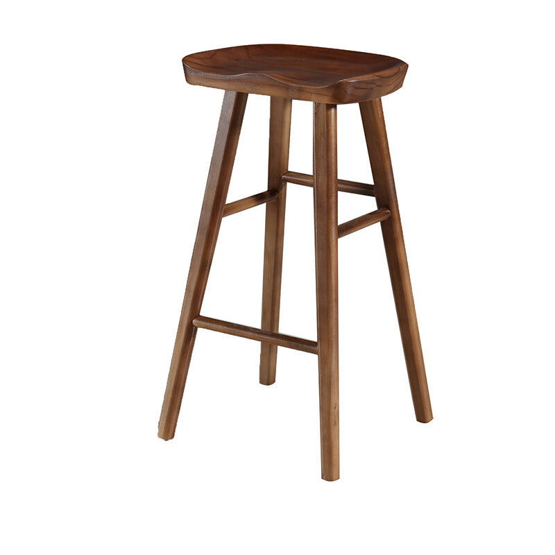 Contemporary Nordic Concave Square Full Pine Bar Stool Backless Armless For Dining Room
