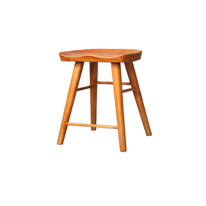 Contemporary Nordic Concave Square Full Pine Bar Stool Backless Armless For Dining Room