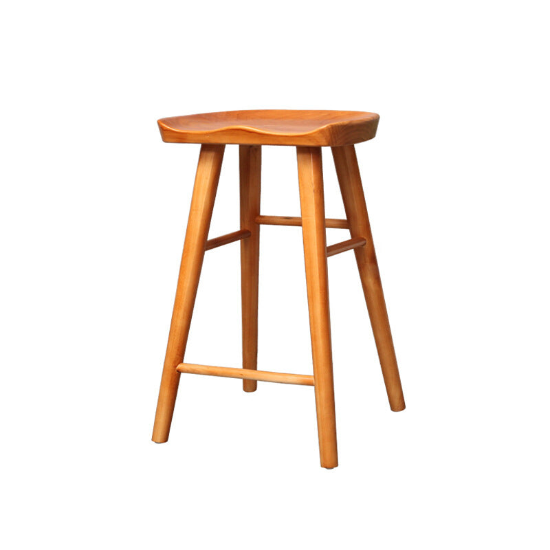 Contemporary Nordic Concave Square Full Pine Bar Stool Backless Armless For Dining Room