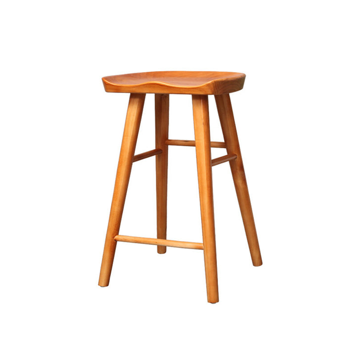 Contemporary Nordic Concave Square Full Pine Bar Stool Backless Armless For Dining Room