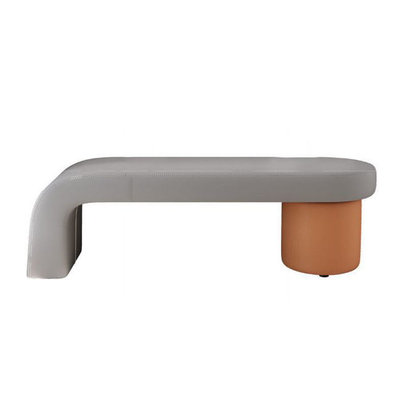 Contemporary Nordic Rectangle Cylinder Faux Leather Pine Backless Armless Bench For Entryways